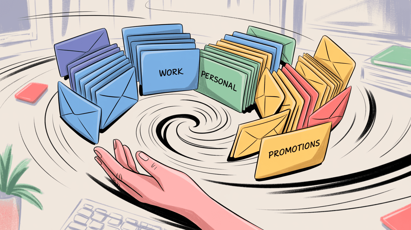 Email cleanup and organization strategy visualization