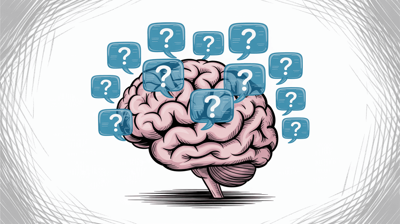 Brain surrounded by notification bubbles illustrating attention fragmentation from cold emails